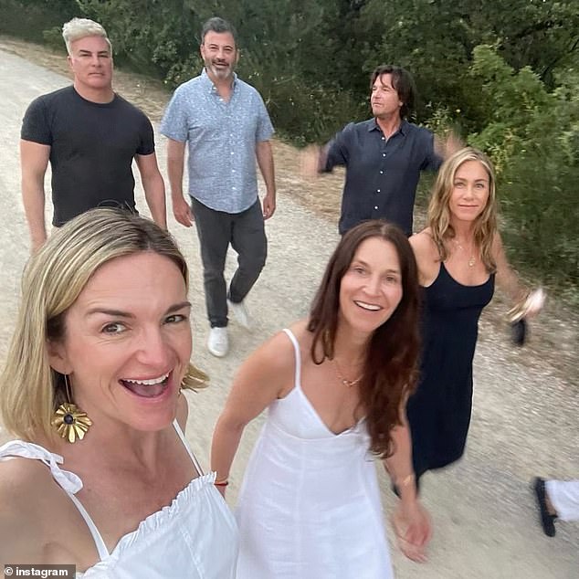 Friends: The star was also pictured spending time with her friends Jimmy Kimmel, 55, and Jason Bateman, 54, and their wives Molly McNearney, 45, and Amanda Anka, 54