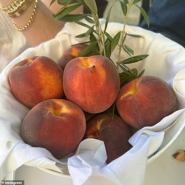 Life is peachy: Jennifer also added a photo of a basket of ripe peaches to her post