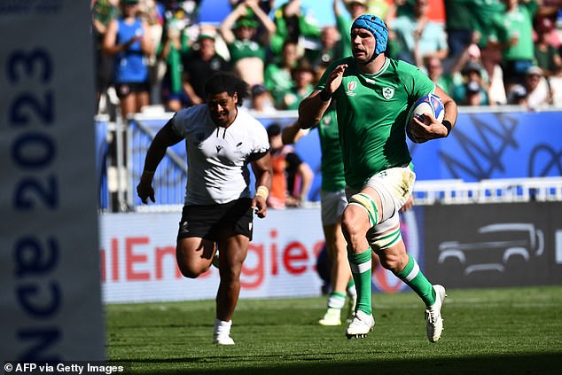 Bundee Aki and Garry Ringrose were involved in determining Beirne for Ireland's final score