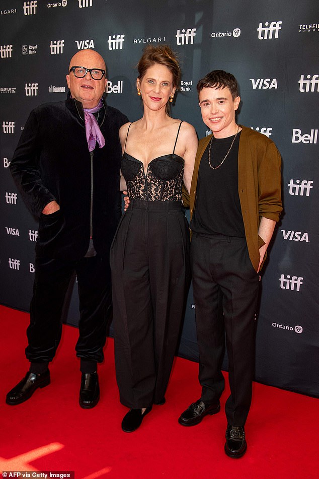 Director and co-star: Page hit the red carpet with their co-star Hillary Baack and director Dominic Savage, who Page also co-wrote the screenplay for Close to You