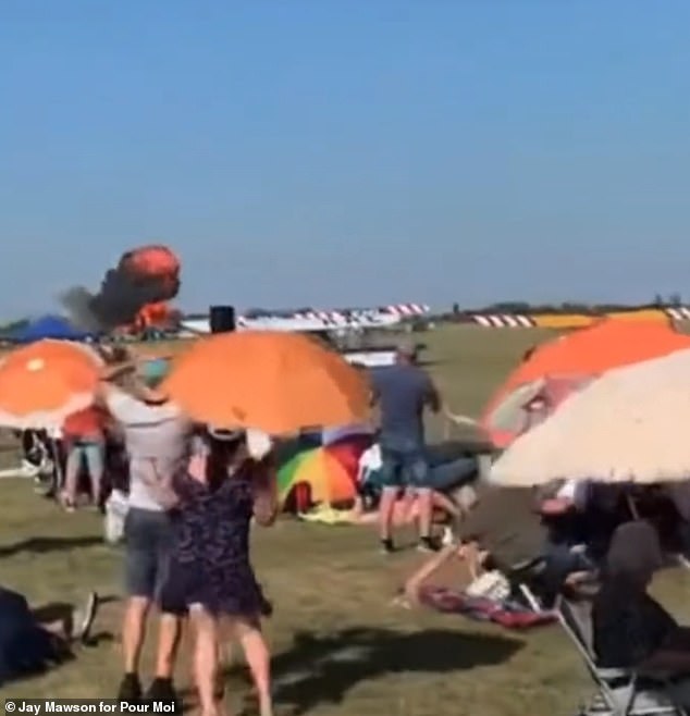 The small propeller plane was flying at the Börgönd air show in Fejér county near Budapest in Hungary when it crashed around 3:20 p.m. local time.