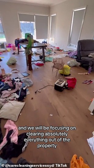 The video shows piles of trash, leftover toys, clothes, a dirty toilet, clumps of hair, plates filled with moldy food, toothbrushes and drawings all over the walls