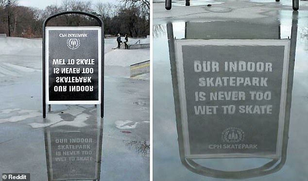 This clever advertisement for a skate park in Copenhagen, Denmark, is only visible when it rains