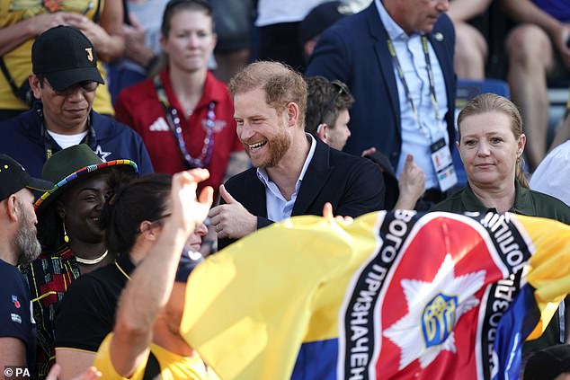 There was a revolving door of dignitaries who sat next to the prince at the games