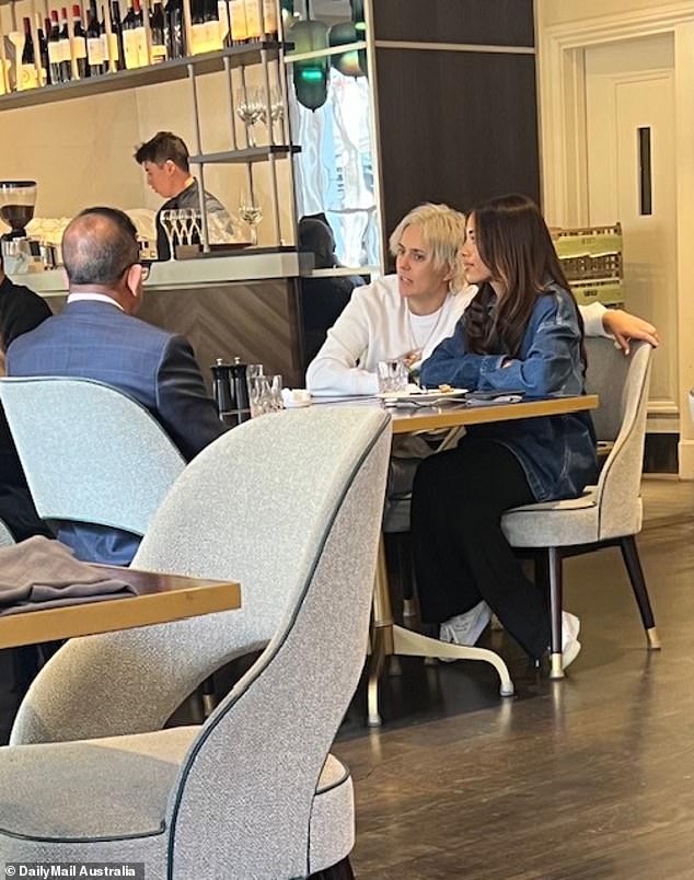 The pair were all smiles as they sat across from Maria's father.  The Survivor star previously said her parents were very supportive of her coming out as bisexual