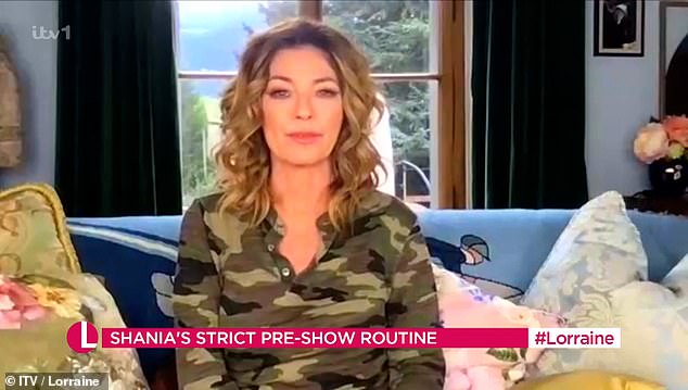 Legend: Shania revealed her strict pre-show routine as she celebrated her 25th anniversary since her breakthrough album Come On Over in a performance on Lorraine earlier in August