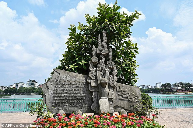 An image of the sculpture depicting the capture of the late Senator John McCain in Hanoi, Vietnam