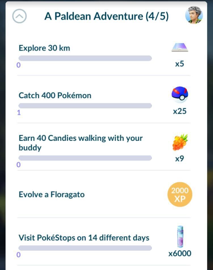 A Paldean Adventure step 4 of the 5 steps listed in Pokémon Go