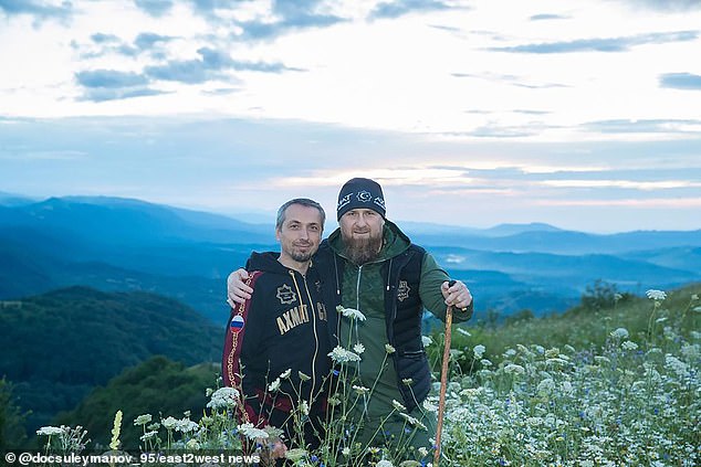 In previous photos, Suleymanov (left) and Kadyrov were often seen together or during official engagements in the countryside, with their arms around each other's shoulders