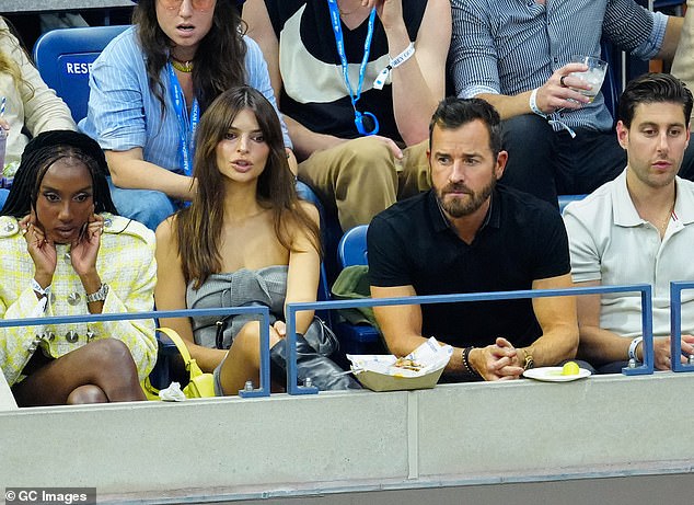 Between Ziwe and Justin: Later Ziwe and Emily moved from their chairs and sat with Justin Theroux