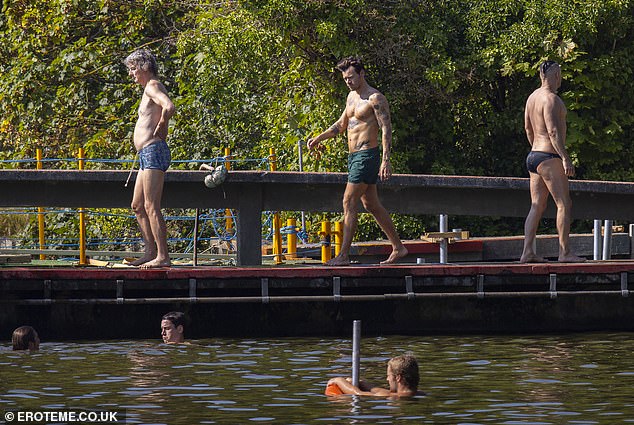 Walk: Harry was joined by members of the public at the pond