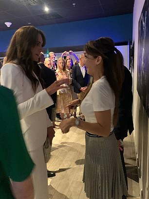 On Twitter, Ms Agresti-Roubache wrote: 'I had the honor of welcoming Her Royal Highness, Princess of Wales Kate Middleton, who is also Patron of the English Rugby Federation.'