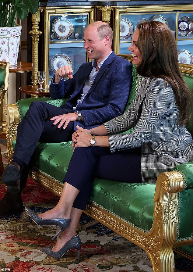 Prince William (pictured, left) and Kate Middleton (pictured, right) appeared in the episode with Princess Anne