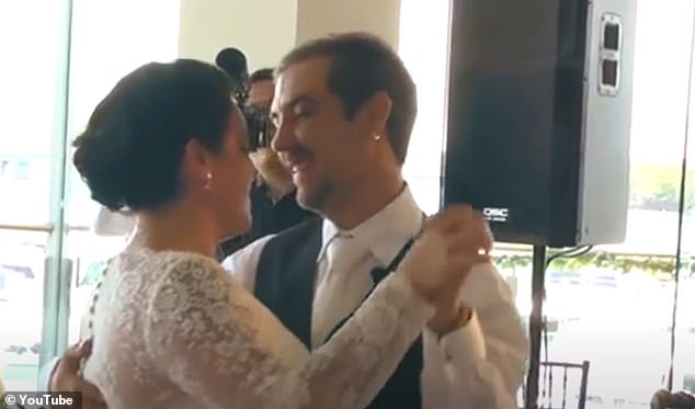 Celebration: The singer was on hand to perform at bride and groom Kya and Matt Debono's first dance in Sydney (pictured)