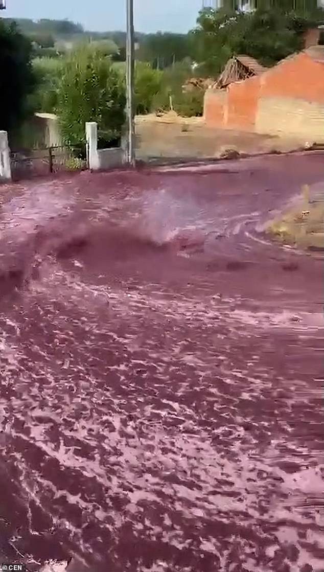 So much wine was spilled that local officials activated an environmental alert