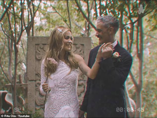 Beautiful: Rita married her partner Taika Waititi at their Los Angeles home last year and shared intimate clips from their secret wedding in the music video for her single You & I