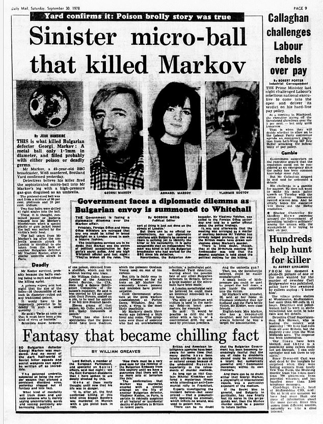 The Mail's reporting on what they called the 'sinister microball' used to kill him