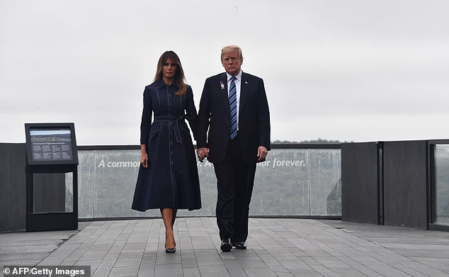 Then-President Donald Trump and First Lady Melania Trump in Shanksville, Pennsylvania, opened the monument marking the site where Flight 93 crashed during the September 11 attacks in September 2018