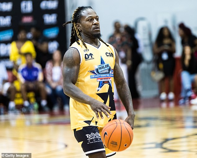 Jones, pictured at a celebrity basketball game in 2022, attempted to fly to New Jersey