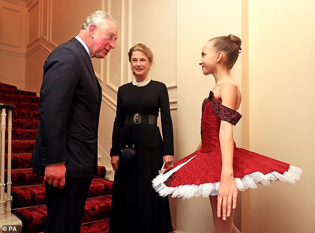 Last year, both institutions jointly received more than £7 million in public funding.  King Charles pictured at the Royal Ballet School in 2019