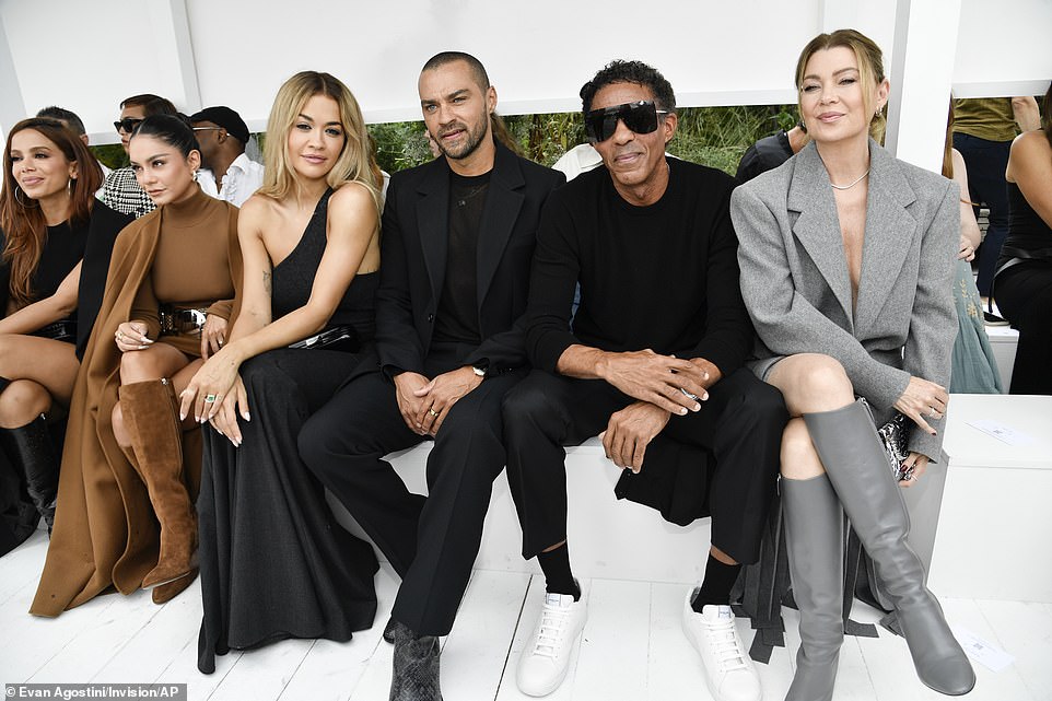 Anitta, from left, Vanessa Hudgens, Rita Ora, Jesse Williams, Chris Ivery and Ellen Pompeo