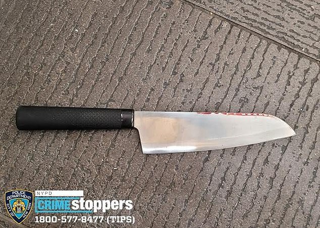 NYPD released an image of the weapon used in the attack: an otherwise unsuspecting kitchen knife