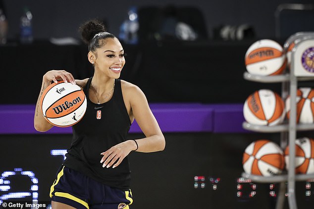 Gondrezick is seen before a game against the LA Sparks at the Los Angeles Convention Center