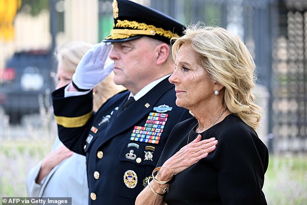 Jill Biden and Chairman of the Joint Chiefs of Staff Mark Milley of the Pentagon