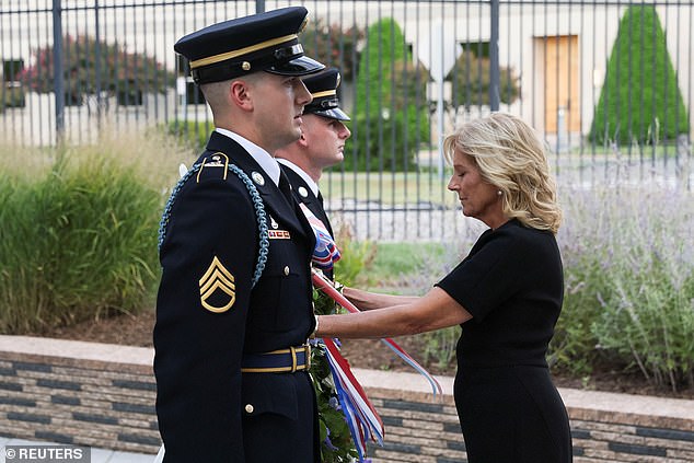 Jill Biden at a wreath laying ceremony at the Pentagon