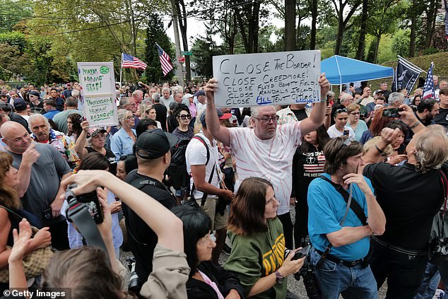 The largest and most powerful city in world history, a truly modern Rome – which he must defend – is now on the brink of destruction.  Fiery protests erupted on Staten Island in recent days (pictured) as hundreds of desperate residents reached boiling point over their disappearing safe haven for commuters.