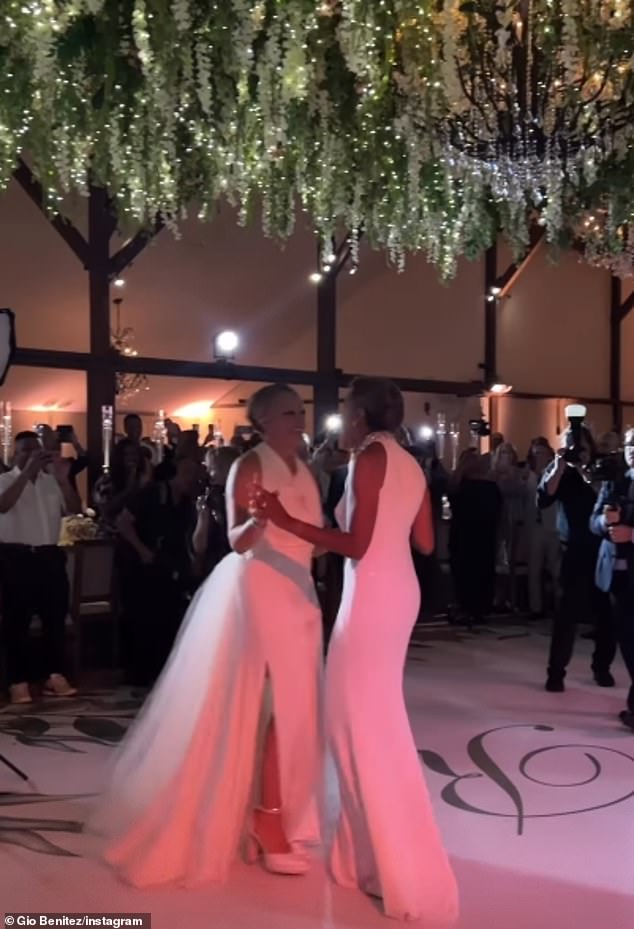 Glowing: Good Morning America's host Robin Roberts tied the knot with her longtime partner Amber Laign on Friday, with a fun weekend reception