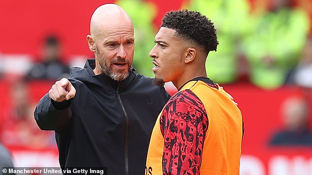 Red Devils boss Erik ten Hag (left) recently slammed Sancho (right) for a drop in his training standards