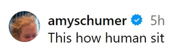 Under the photo, Amy, 42, wrote: 'This is how people sit'