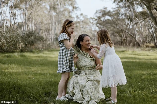 Living 153km north of Melbourne, Johanna's hustle has not only helped her earn some extra money every week, but it has also contributed to the local economy (pictured with her two daughters)