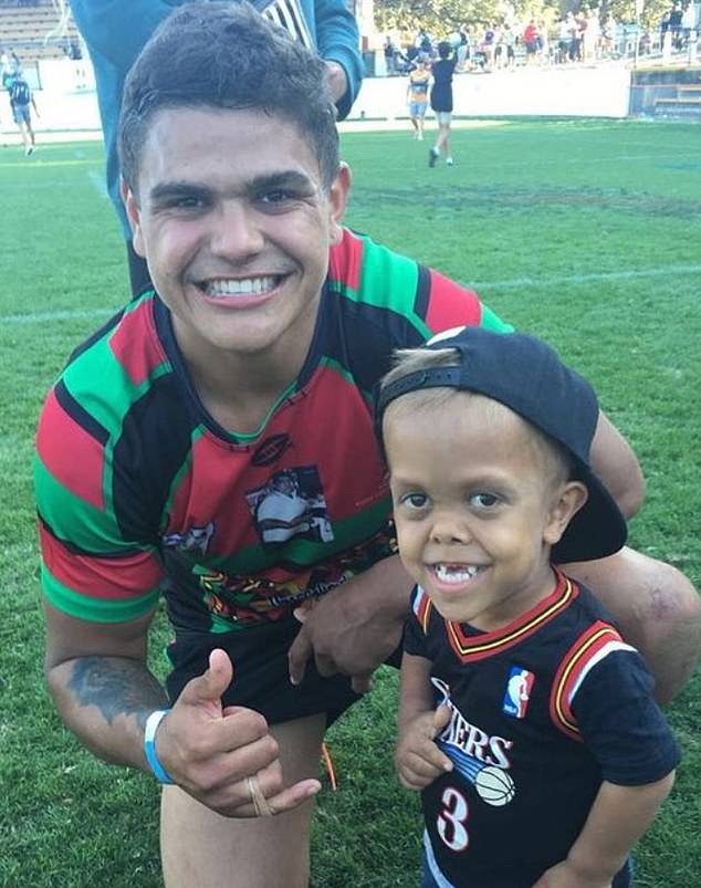 The alleged incident took place last Saturday during a rugby league junior gala day in Penrith (Mitchell is pictured with Indigenous actor Quaden Bayles)