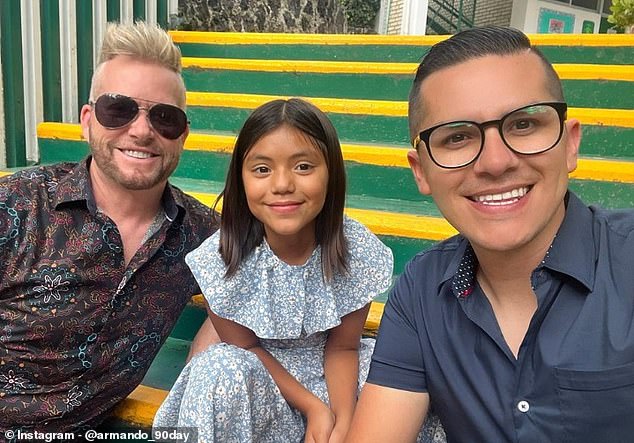 Happy family: The couple co-parents Armando's daughter Hannah and often shares updates on social media