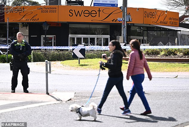 Preston and Maghnie Jnr sat right outside Sweet Lulus (pictured)