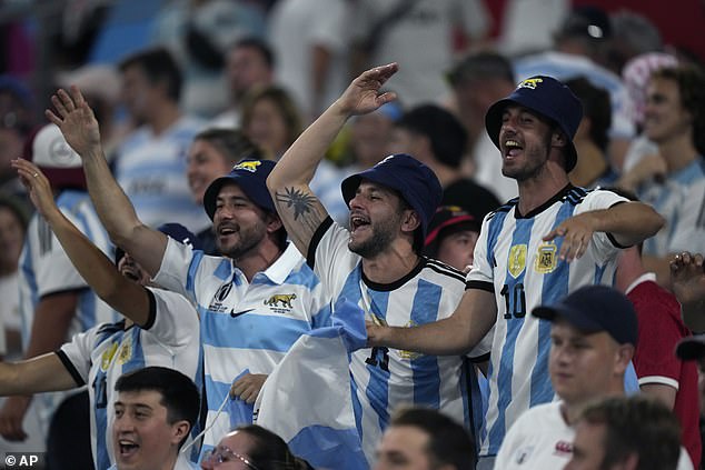 Argentina fans cheer on their team ahead of kick-off for the Rugby World Cup Pool D match between England and Argentina at the Stade de Marseille, Marseille, France on September 9, 2023