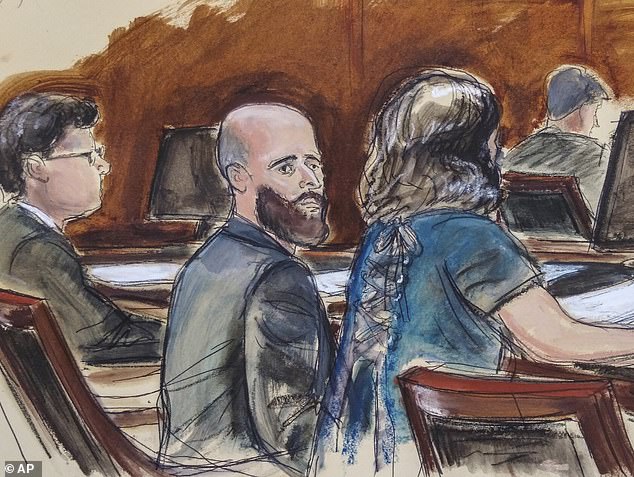 Schulte, who chose to defend himself at the 2022 New York trial, told jurors in his closing arguments that the CIA and FBI had made him a scapegoat for the shamed public who released the trove of secrets.  Schulte is depicted in a courtroom sketch from March 2020