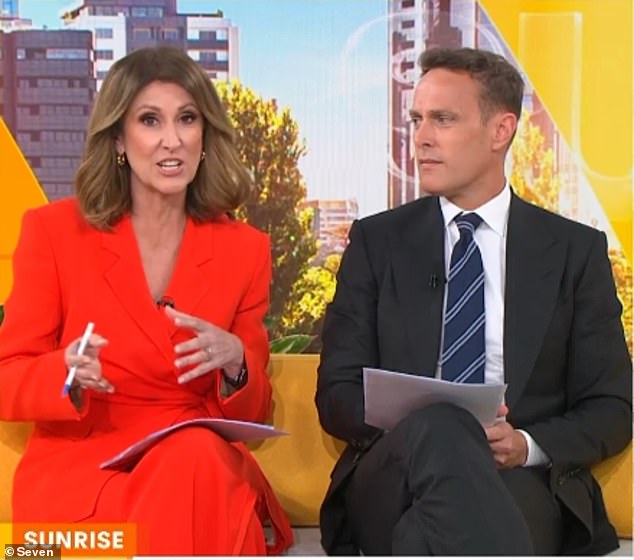 Natalie Barr, 55, also slammed Schumer for mocking the way Hollywood superstar Kidman sat at the US Open this weekend.  Pictured with Sunrise co-host Matt Shirvington