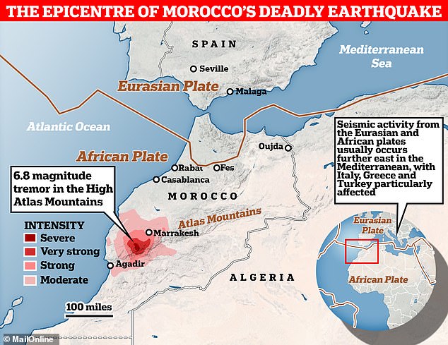 Where the earthquake struck: This map shows the epicenter of the deadly earthquake in Morocco, which killed more than 2,500 people and injured thousands of others when it struck last Friday