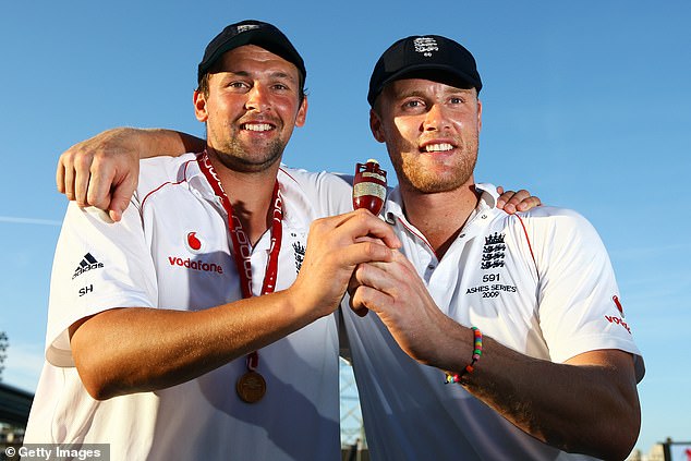 Steve Harmison (L) – who played for Flintoff (R) for seven years – revealed his ex-teammate still covered his face when they met six weeks ago