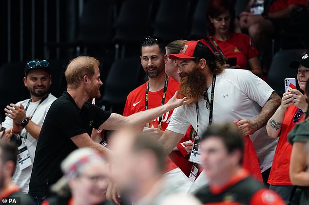 Prince Harry playfully pulled a Canadian fan's beard as he made his first appearance at the Invictus Games