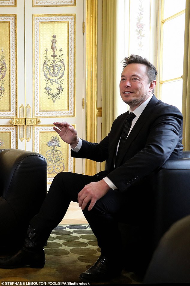 During the meeting with the French president the next day, Musk could still be seen wearing what appeared to be his party boots from the previous evening.