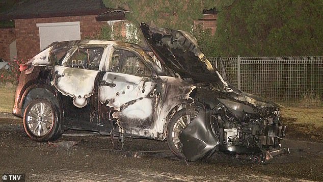 Police discovered three burnt-out cars in the nearby suburbs of Birrong (pictured), Berala and Yagoona.  Police are currently investigating possible links to the shooting