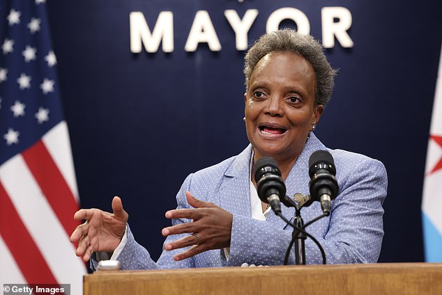 Mayor Lori Lightfoot left office earlier this year after losing the April election – she is pictured here in May