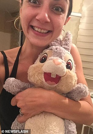 Brookes says items were missing from the list of her daughter's belongings found after her death.  These were two large suitcases and her daughter's beloved stuffed bunny - a stuffed toy of Disney's Thumper (pictured) from the movie 'Bambi', which had been with her since childhood and was found on her chest when she was found dead