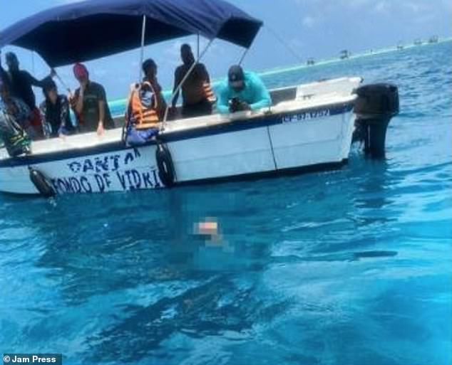 The body of Yurany Vanegas lies underwater moments after she was struck and killed by a boat