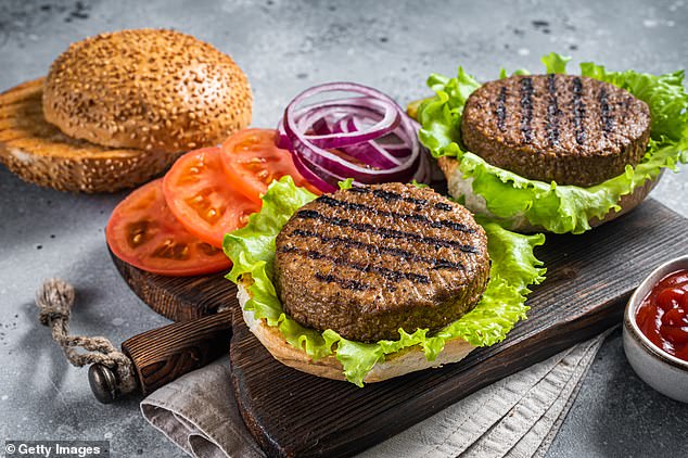 The authors found that a 50 percent replacement scenario would significantly reduce the increasing impact of food systems on the natural environment by 2050.  Pictured above are meatless burgers