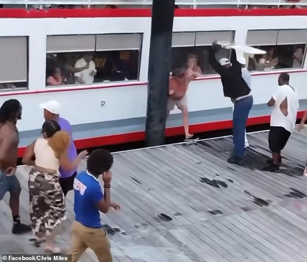 The shocking brawl was captured on video from several angles and posted on social media